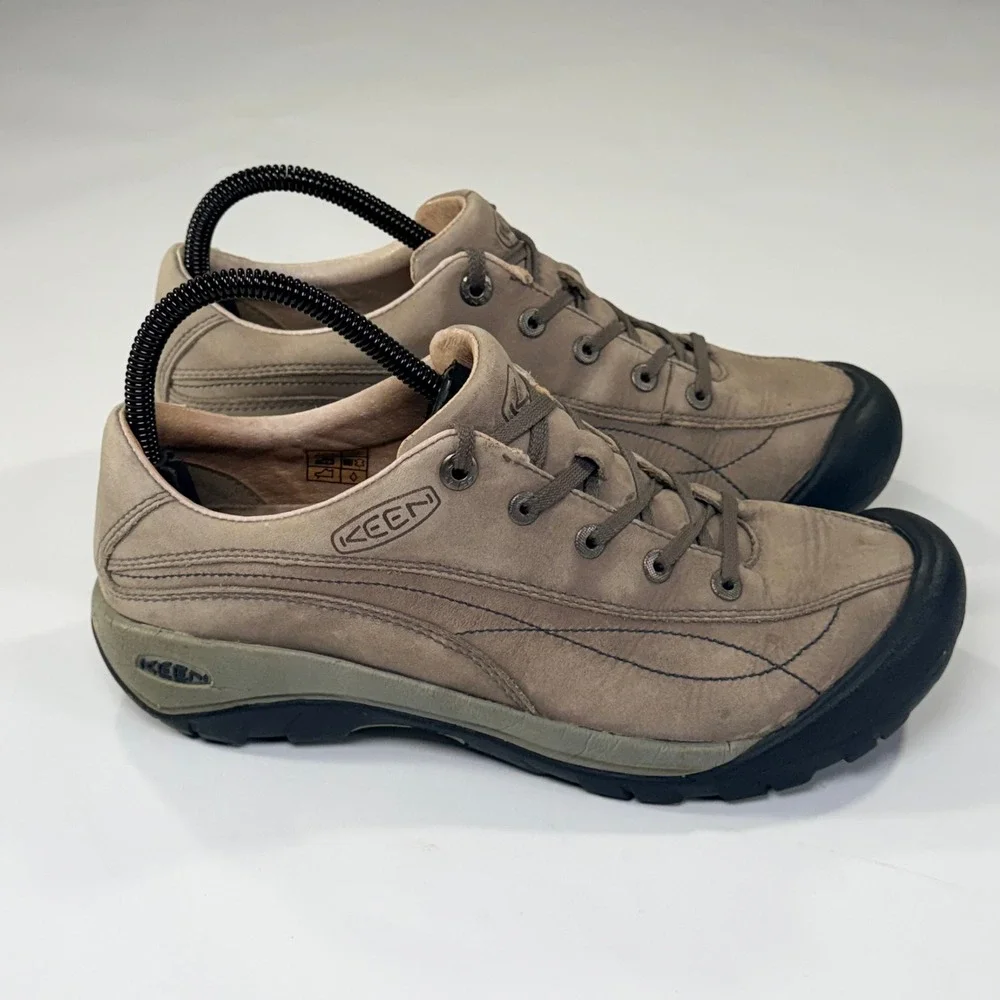 Keen Toyah Shoe Womens 9 Grey Brown Leather Walking Hiking Comfort Trail Outdoor